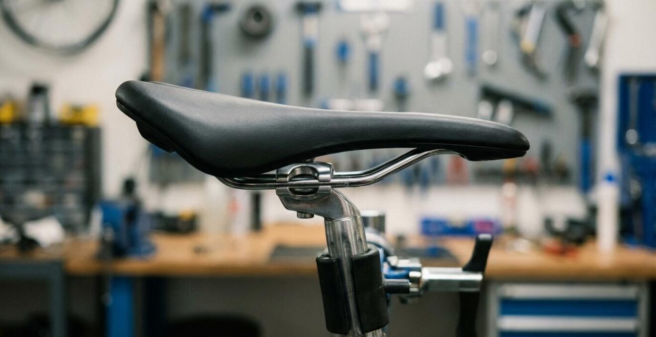 Selle ergonomique moderne montée sur tige de selle vélo vintage